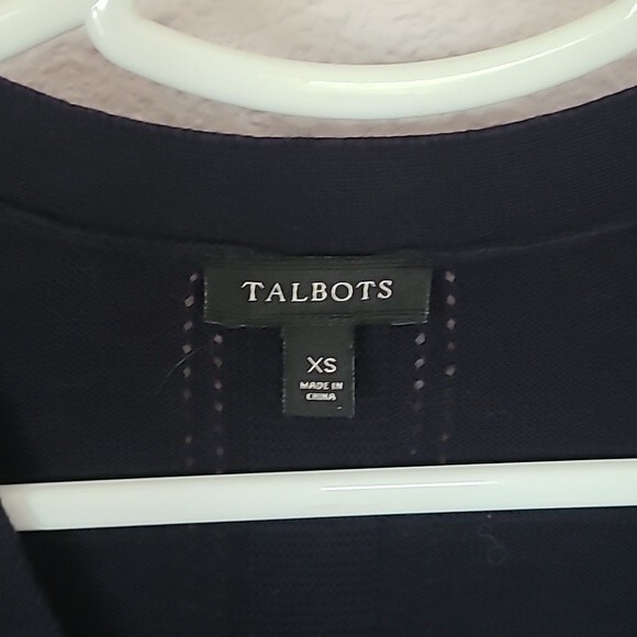 Talbots Navy Cotton Blend Long Sleeve Cardigan Sz Extra Small - Picture 2 of 8
